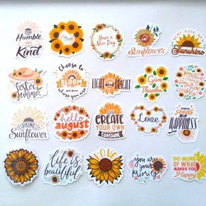 Stickers Sunflower 20 Positive Vibes Encouragement Love Joy Sunshine Laptop NEW